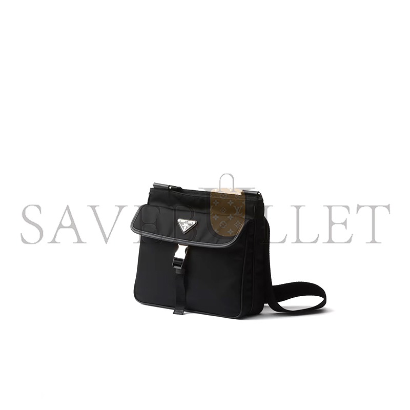 PRADA RE-NYLON AND SAFFIANO LEATHER SHOULDER BAG 2VH119 (26.5*24*7cm)